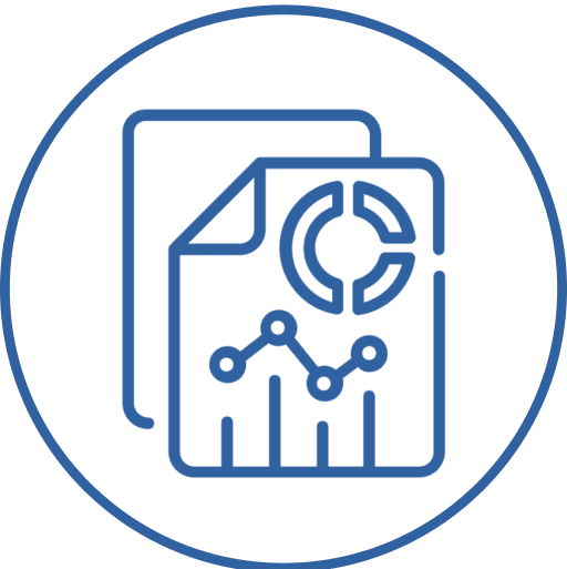 Icon of analytics and data reports.